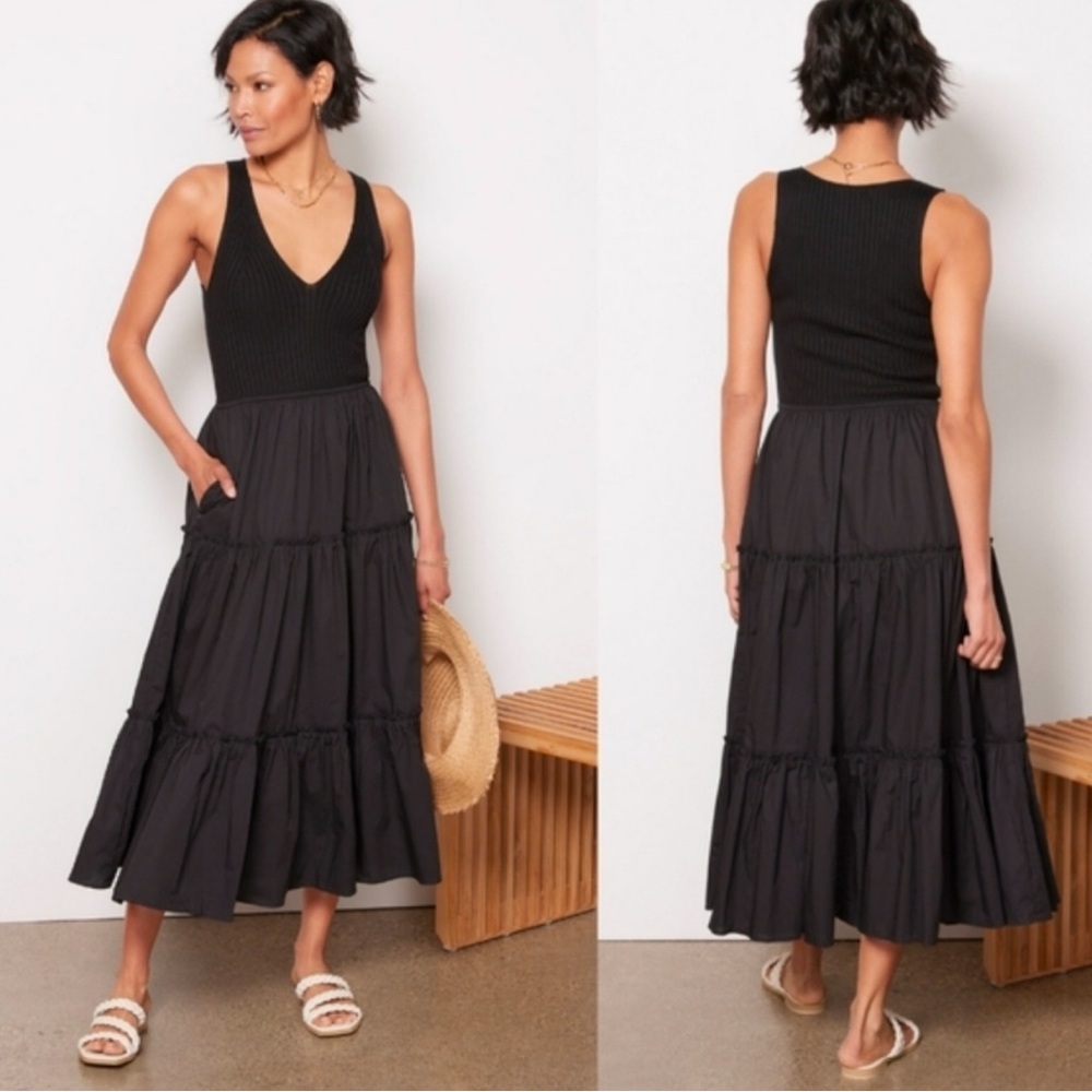 Evereve Black Tiered Maxi Dress
